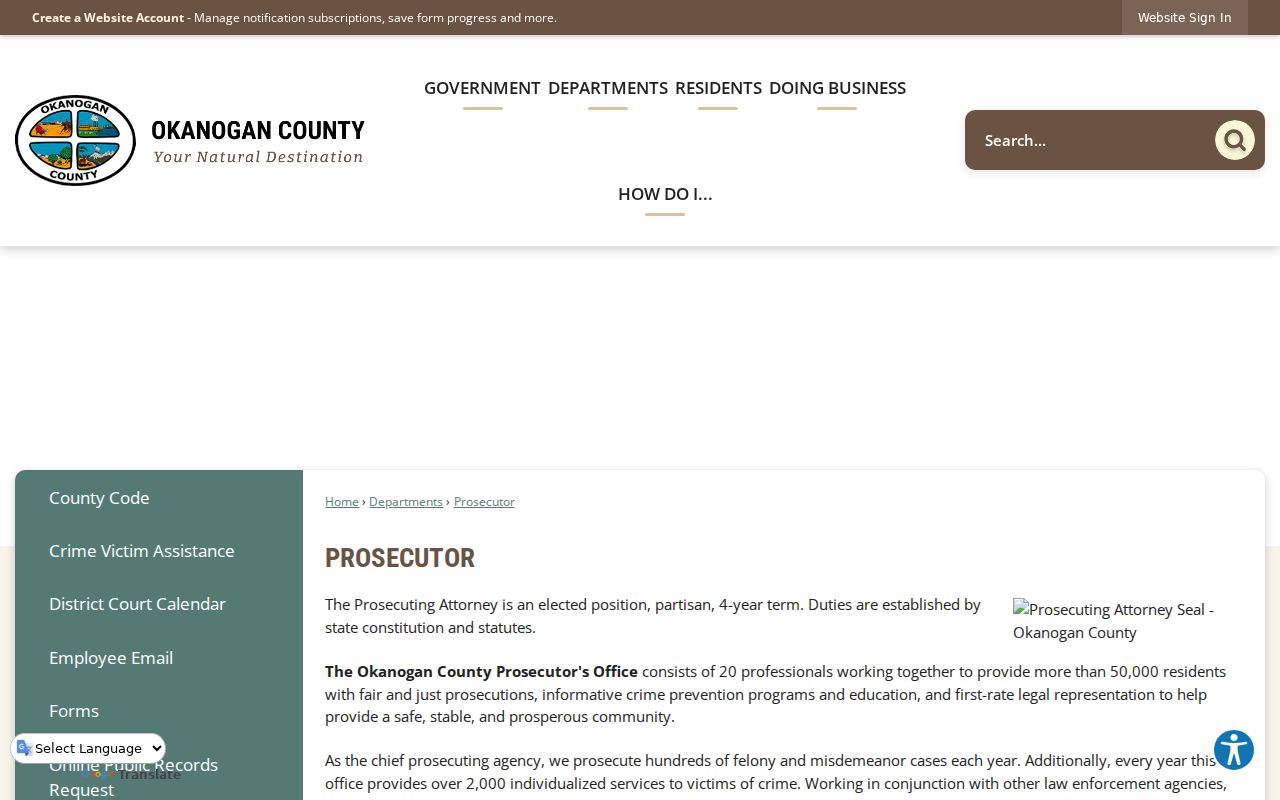 Okanogan County arrest search prosecutor information