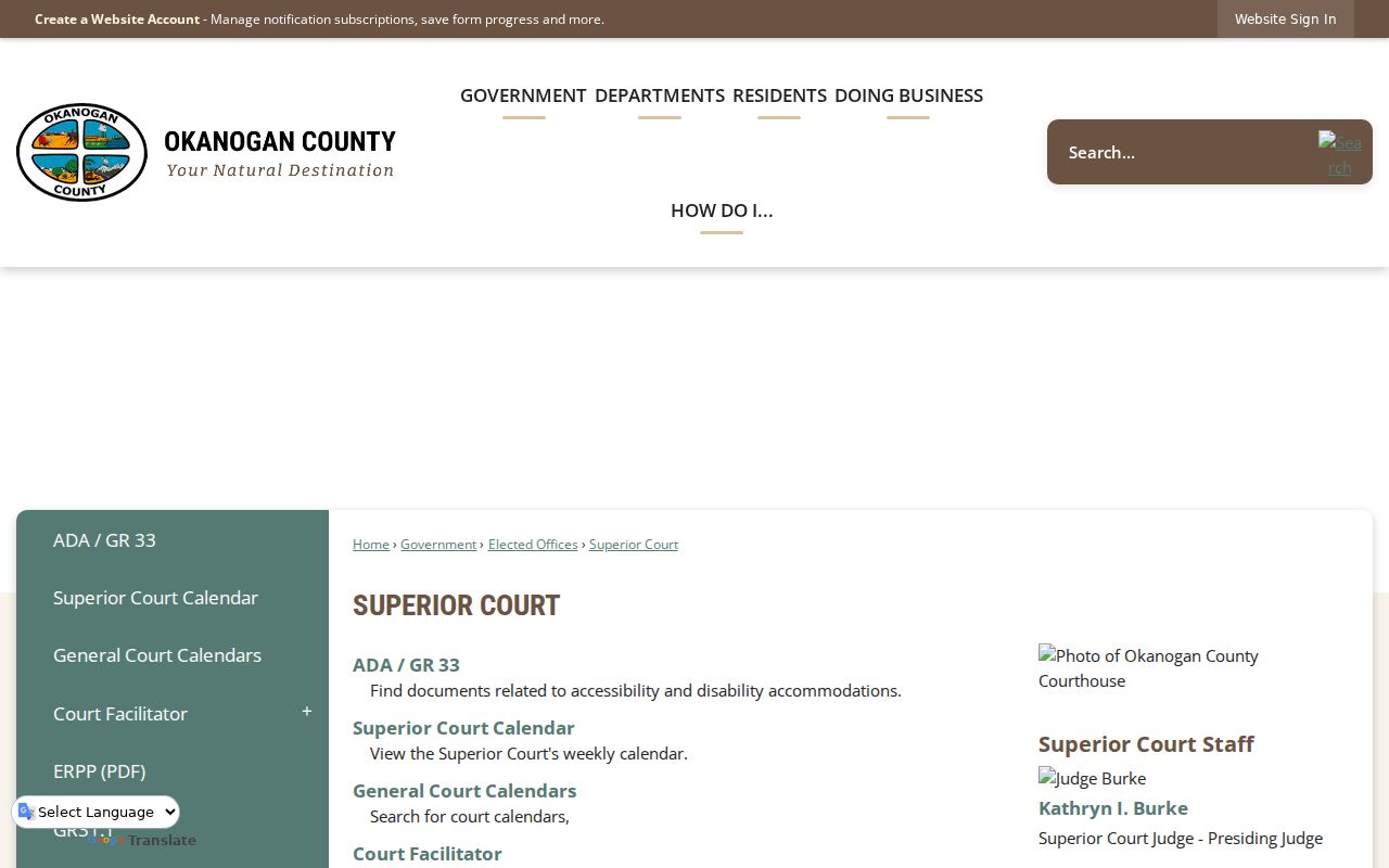 Okanogan County court case lookup Superior Court information