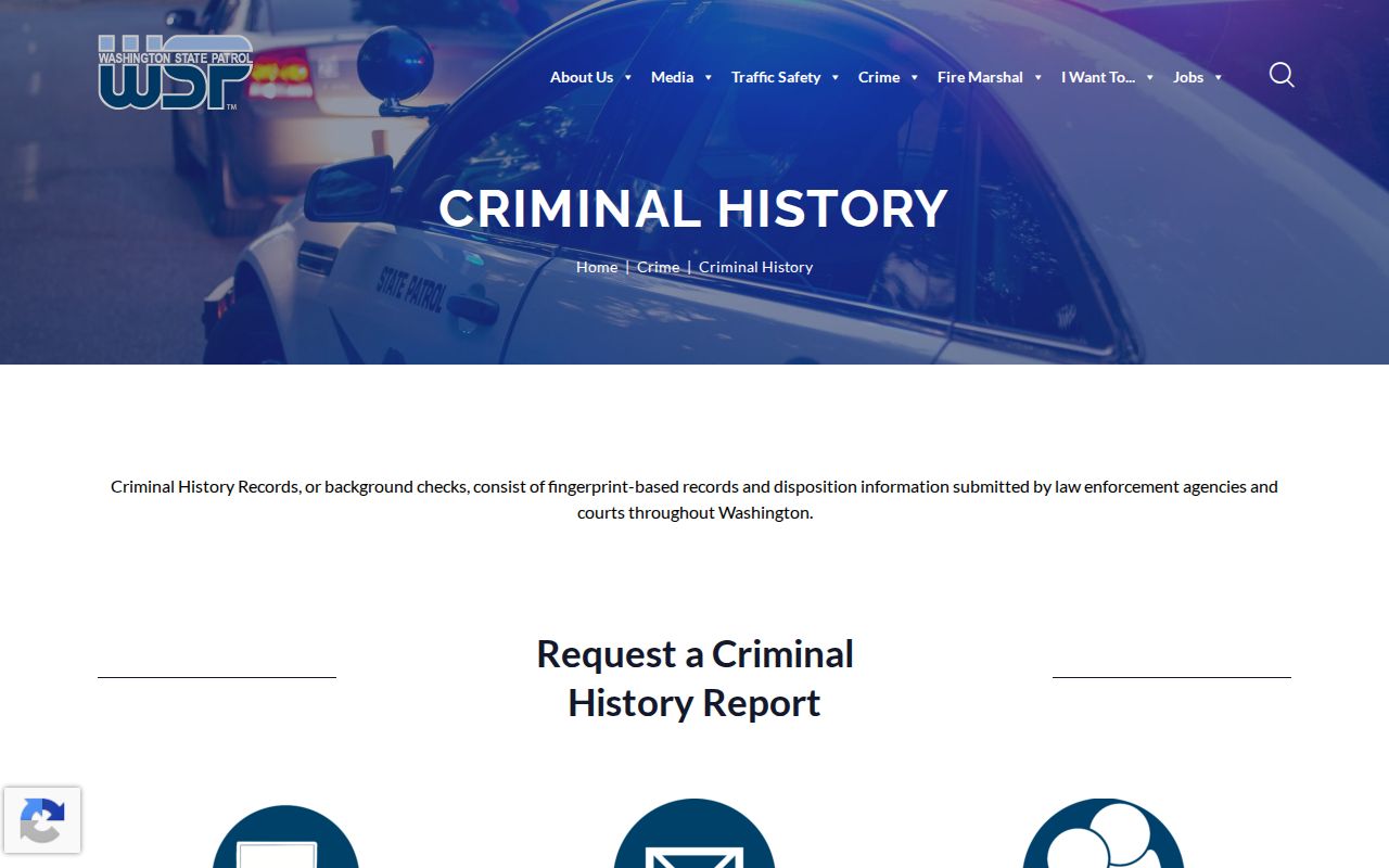 Washington State Patrol options for Okanogan County criminal history records