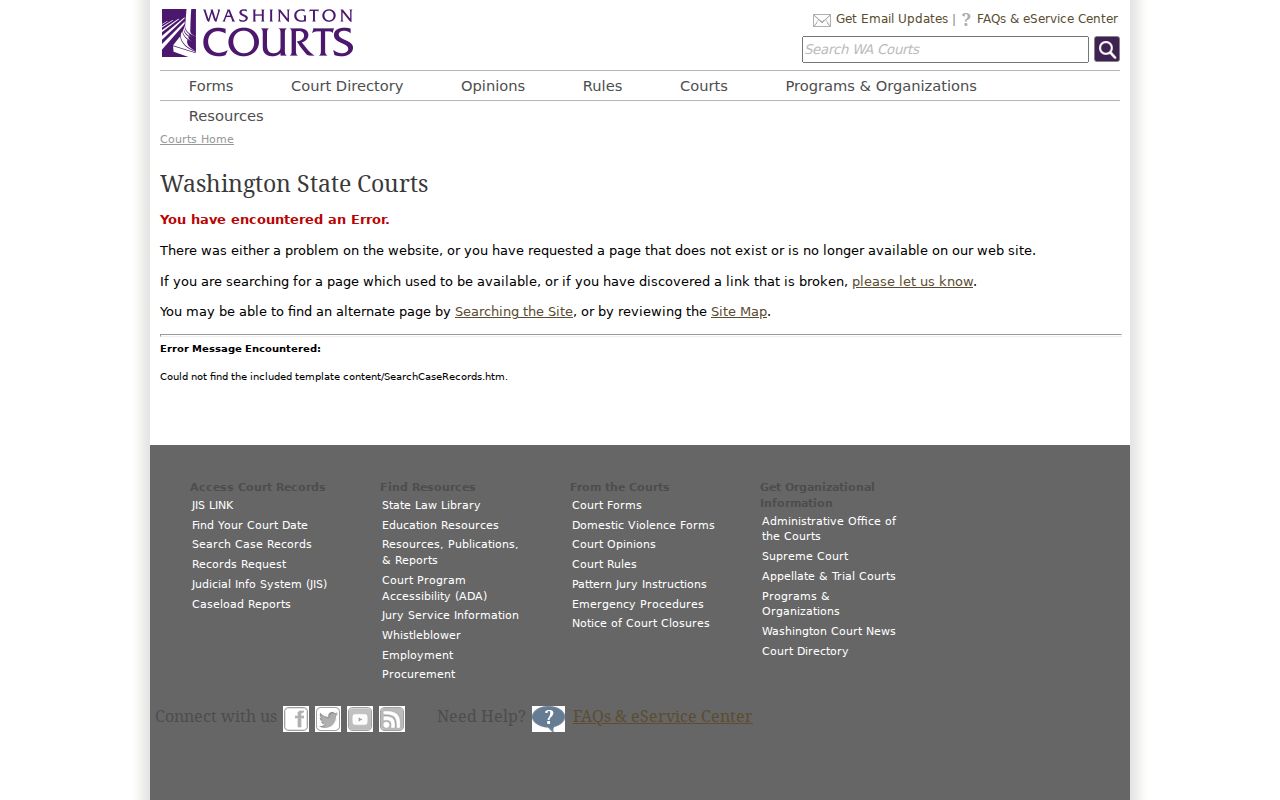 Washington court search supporting an Okanogan County sex offender record review