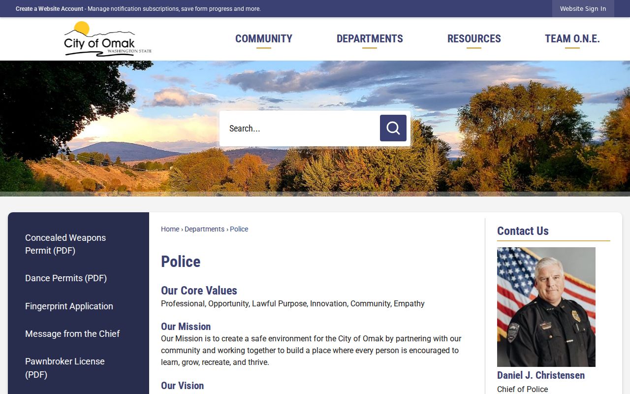 Omak Police Department source for Omak arrest and incident records